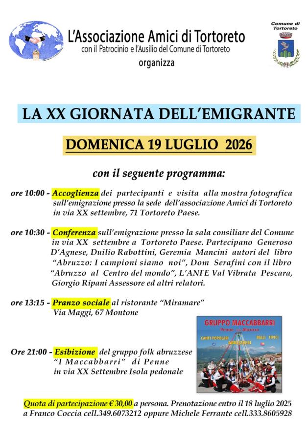 XX Giornata dell'Emigrante